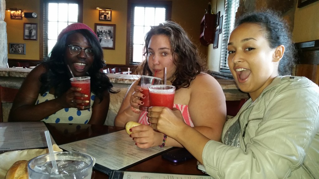 Tamaira, Kori, and Keyaira Celebrating With "Drinks"